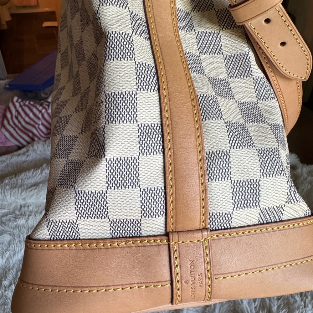 Louis Vuitton Damier Azur Duffel Bag in Tan and Cream